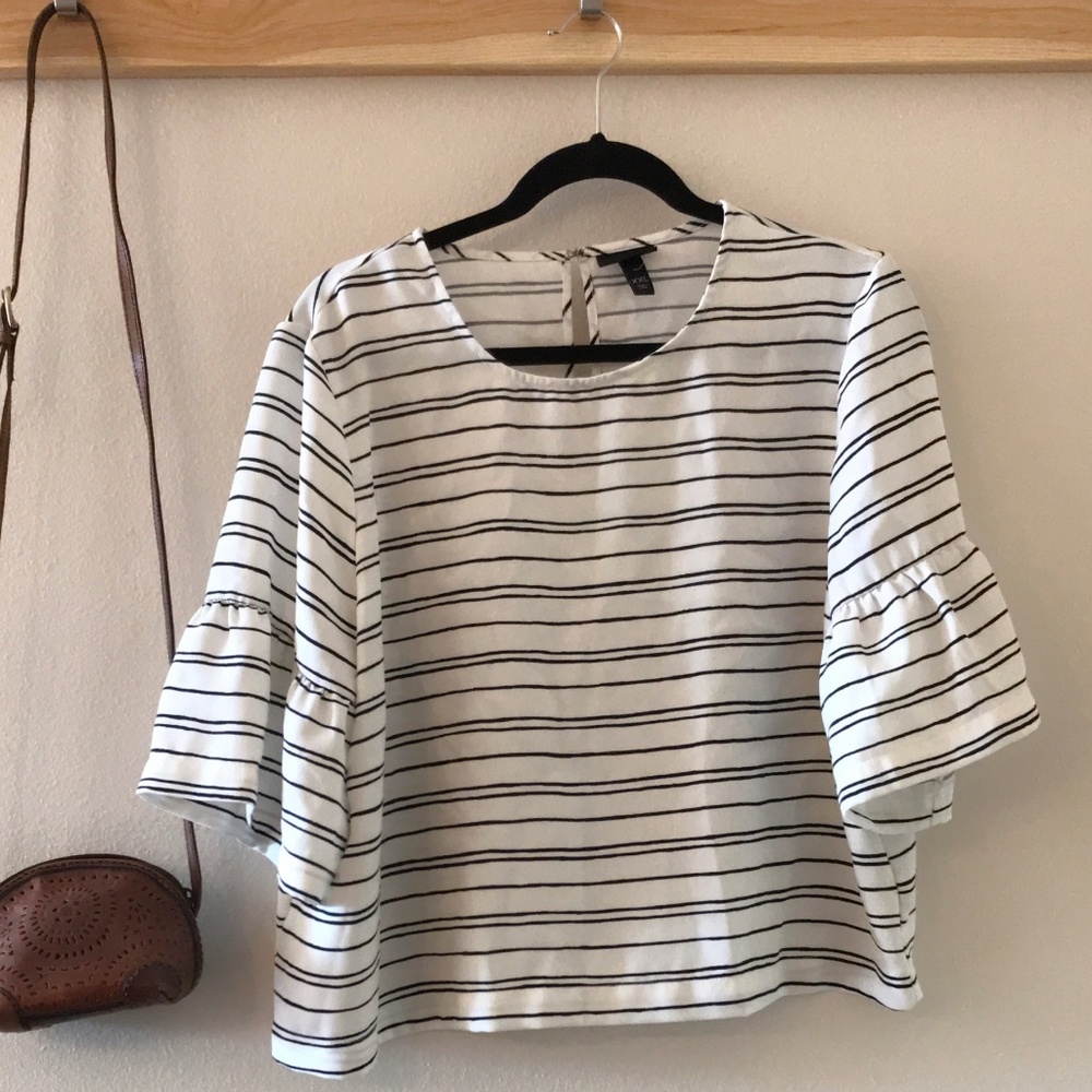Who What Wear Striped Crop Blouse